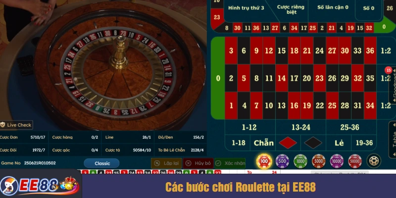 Các bước chơi Roulette tại EE88