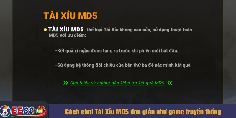 Cách chơi Tài Xỉu MD5 đơn giản như game truyền thống