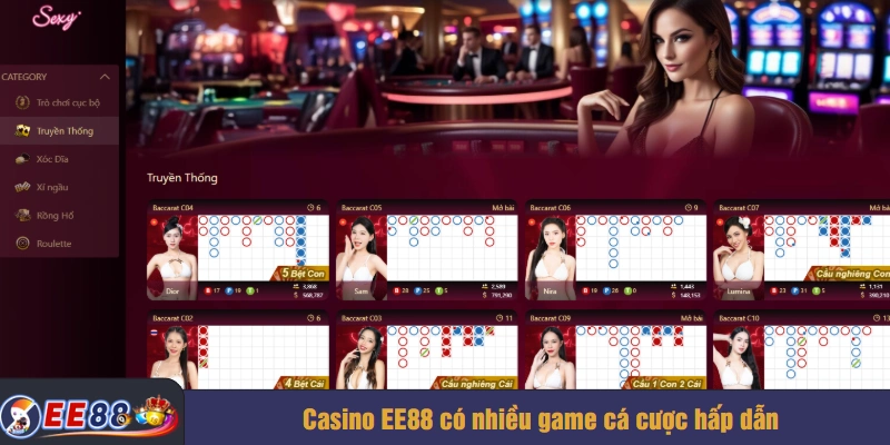 Casino EE88 có nhiều game cá cược hấp dẫn