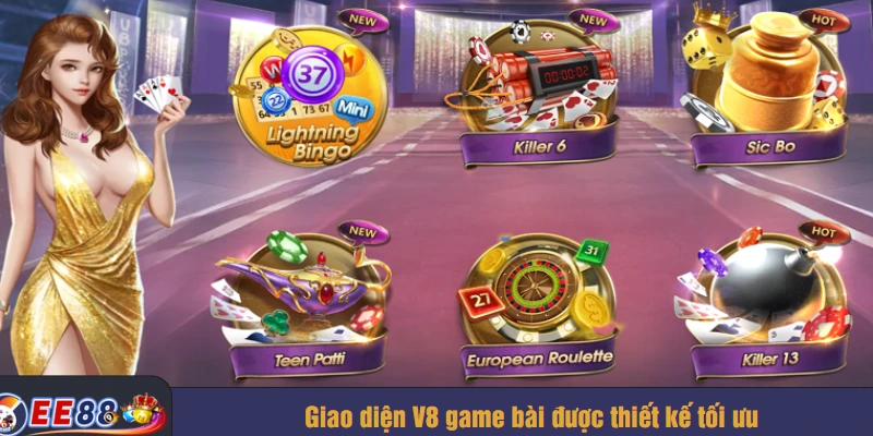 Giao diện V8 game bài được thiết kế tối ưu