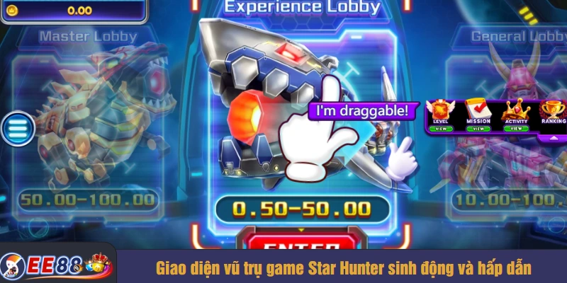 Giao diện vũ trụ game Star Hunter sinh động và hấp dẫn