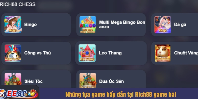 Những tựa game hấp dẫn tại Rich88 game bài