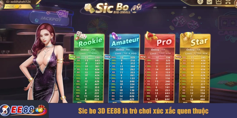 Sic bo 3D EE88 là trò chơi xúc xắc quen thuộc