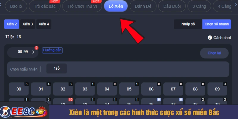 Xiên là một trong các hình thức cược xổ số miền Bắc